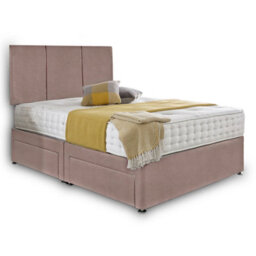 Dining Tables Chelsea Headboard Divan Set, 2 Drawer On Same Side With Sprung 1500 Comfort Mattress - Plush Dusty Pink - Double - thumbnail 4