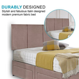 Dining Tables Chelsea Headboard Divan Set, 2 Drawer On Same Side With Sprung 1500 Comfort Mattress - Plush Dusty Pink - Double - thumbnail 3