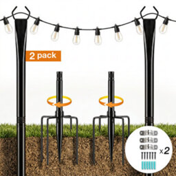 Kokoma 2Pcs Outdoor String Light Poles With Hooks For Garden Decor - thumbnail 1