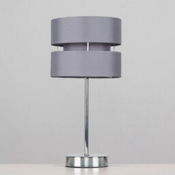 Valuelights Modern Silver Chrome Bedside Table Lamp With Grey Shade - thumbnail 4