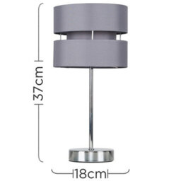 Valuelights Modern Silver Chrome Bedside Table Lamp With Grey Shade - thumbnail 6