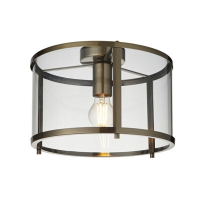 Luminosa Hopton Decorative Flush Ceiling Lamp Antique Brass - image 1