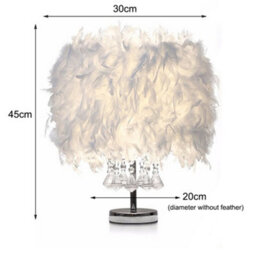 Living And Home White Modern Feather Bedside Table Lamp With Crystal Pendant 30 X 45 Cm - thumbnail 5