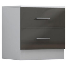 Reflect 2 Door Mirror Wardrobe, 5 Drawer Chest, 2 Drawer Bedside & Desk - Grey Gloss & Matt White - Modern Bedroom Furniture Set - thumbnail 7
