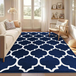 Aspire Homeware Luxury Large Rug, Non-Slip Plush Living Room Bedroom Area Carpet, Cosy Floor Rug Ava Navy (L)230 X (W)160Cm