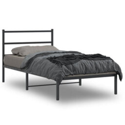Berkfield Metal Bed Frame Without Mattress With Headboard Black 100X200Cm - thumbnail 1