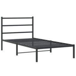 Berkfield Metal Bed Frame Without Mattress With Headboard Black 100X200Cm - thumbnail 3