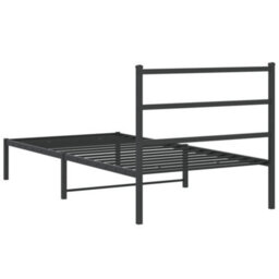 Berkfield Metal Bed Frame Without Mattress With Headboard Black 100X200Cm - thumbnail 7