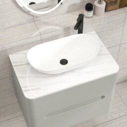 Royal Bathrooms Venice 700mm Dove Grey Wall Mounted Bathroom Countertop Vanity Unit 2 Drawer With Cesar Basin - thumbnail 6
