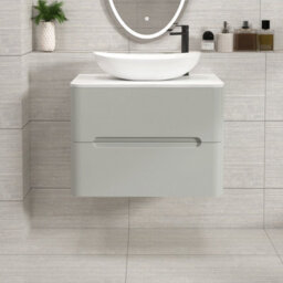 Royal Bathrooms Venice 700mm Dove Grey Wall Mounted Bathroom Countertop Vanity Unit 2 Drawer With Cesar Basin - thumbnail 1