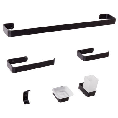 Beliani 6-Piece Bathroom Hardware Set Zorritos With Towel Bars And Hooks Metal Black - image 1