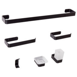 Beliani 6-Piece Bathroom Hardware Set Zorritos With Towel Bars And Hooks Metal Black