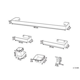 Beliani 6-Piece Bathroom Hardware Set Zorritos With Towel Bars And Hooks Metal Black - thumbnail 3