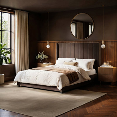 Flair Tiggy Ottoman Bed With Winged Headboard Chocolate Velvet Double - image 1