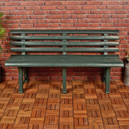 Urbn-Living Urbnliving 3 Seater Classic Garden Plastic Bench Outdoor Patio Deck Picnic Furniture 1.45M(Width), Green - thumbnail 4