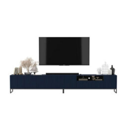 Heze Furniture Elpis Glamour Tv Cabinet Media Unit Extra Long 300 Cm - Navy Matt / Black Frame