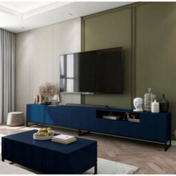 Heze Furniture Elpis Glamour Tv Cabinet Media Unit Extra Long 300 Cm - Navy Matt / Black Frame - thumbnail 3