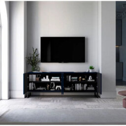 Heze Furniture Elpis Glamour Tv Cabinet Media Unit Extra Long 300 Cm - Navy Matt / Black Frame - thumbnail 2