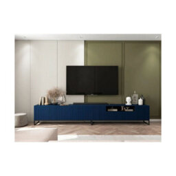 Heze Furniture Elpis Glamour Tv Cabinet Media Unit Extra Long 300 Cm - Navy Matt / Black Frame - thumbnail 4