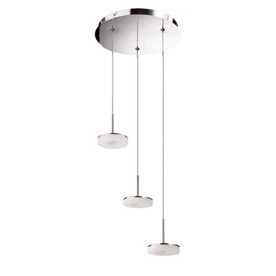 Luminosa Lighting Luminosa Nimbus 3 Drop Pendant 3 Light 15W Led 3000K, 1350Lm, Polished Chrome/frosted Acrylic, 3Yrs Warranty - image 1