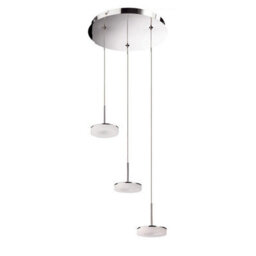 Luminosa Lighting Luminosa Nimbus 3 Drop Pendant 3 Light 15W Led 3000K, 1350Lm, Polished Chrome/frosted Acrylic, 3Yrs Warranty
