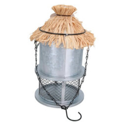 AB Tools Funky Metal Silver Tiki Bar Bird Feeder Seed Nuts Wild Bird Garden Decor 14X25Cm - thumbnail 3