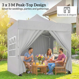 Outsunny 3 X 3 M Heavy Duty Pop Up Gazebo With Sides, Upf50+ Marquee Gazebo - thumbnail 4