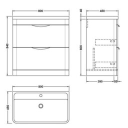 Dezine Nile 800mm 2 Drawer Satin Green Floor Standing Vanity Unit - thumbnail 2