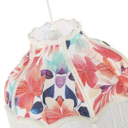 Happy Homewares Multi Coloured Vivid Floral Victorian Light Shade With White Trims - thumbnail 3