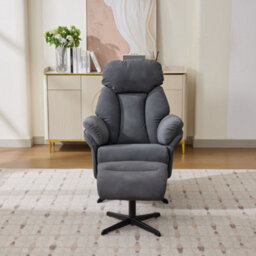 Portobello Swivel Chair With Footstool - Dark Grey - thumbnail 2