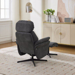 Portobello Swivel Chair With Footstool - Dark Grey - thumbnail 3