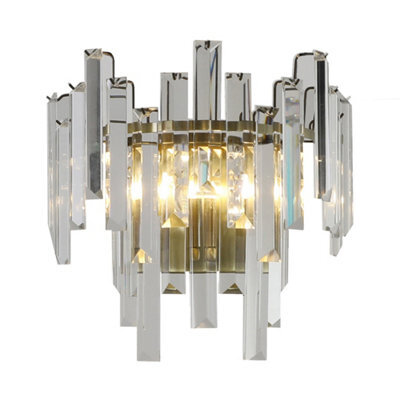 Pagazzi Lighting Pagazzi Onega Antique Brass & Glass Crystal Wall Light - image 1