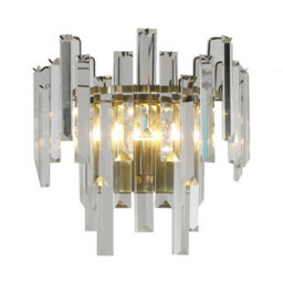 Pagazzi Lighting Pagazzi Onega Antique Brass & Glass Crystal Wall Light - thumbnail 1