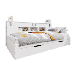 Btm 4Ft6 Double Sofa Bed 135X190Cm, With Drawers, Shelves   Cabinets, Storage Daybed, White - thumbnail 9