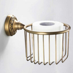 Pepte Toilet Wc Roll Or Shampoo Basket Holder Wall Mounted High Quality Antique Brass - thumbnail 2