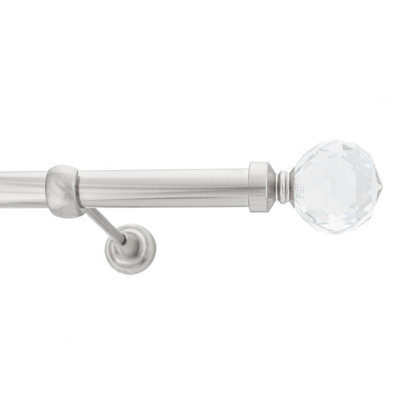 Toolty Inox Metal Curtain Pole 25mm With Finials Rod Classic Brackets Beluna 115Cm