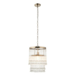 Luminosa Lighting Luminosa Genevieve Pendant Ceiling Light Antique Brass Plate & Clear Crystal Glass E27 - thumbnail 6