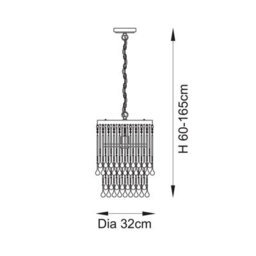 Luminosa Lighting Luminosa Genevieve Pendant Ceiling Light Antique Brass Plate & Clear Crystal Glass E27 - thumbnail 8