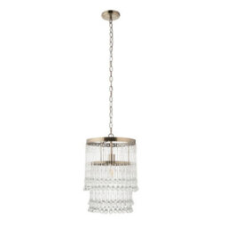 Luminosa Lighting Luminosa Genevieve Pendant Ceiling Light Antique Brass Plate & Clear Crystal Glass E27 - thumbnail 7