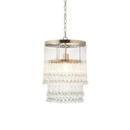 Luminosa Lighting Luminosa Genevieve Pendant Ceiling Light Antique Brass Plate & Clear Crystal Glass E27 - thumbnail 1