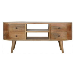 Wyld Haus Padua Round Natural Mango Wood Entertainment Tv Unit 4 Drawers - thumbnail 2