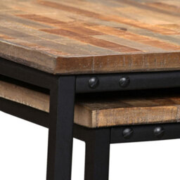 Berkfield Industrial Nesting Coffee Table Set 2 Pieces Solid Reclaimed Teak - thumbnail 8