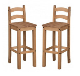 Mercers Furniture Corona Pair Of Bar Stools Tall Chair Solid Pine With Mexican Styling - thumbnail 2