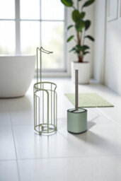 Showerdrape Sage Green Bathroom Accessory Set Toilet Roll Holder And Toilet Brush