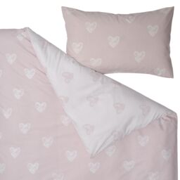 Squiggle Heart Pink & White Single Duvet Cover & Pillow Case Set - thumbnail 3