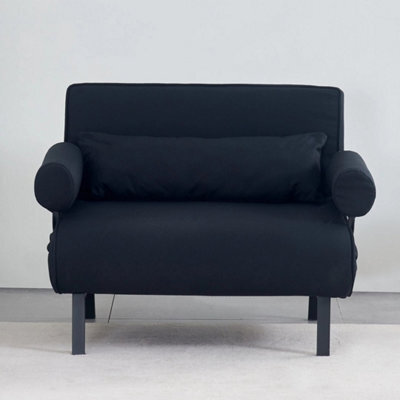 100Cm Black Folding Sofa Bed Sleeper Bed Chair Convertible Adjustable Armchair Pillow - image 1