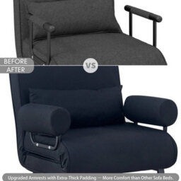 100Cm Black Folding Sofa Bed Sleeper Bed Chair Convertible Adjustable Armchair Pillow - thumbnail 4