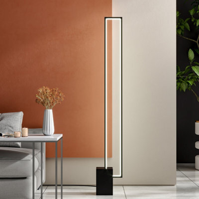 Living And Home Metal Rectangular Led Floor Lamp Floor Light With Black Base Height 129Cm - image 1