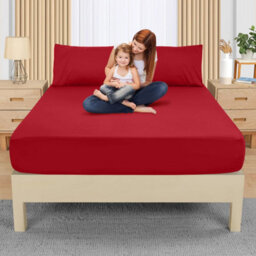 Bedlooms Single Fitted Sheet 25Cm Extra Deep - Soft Microfiber Deep Pocket Elasticated Bed Fitted Sheets Red, 91X190 Cm - thumbnail 9