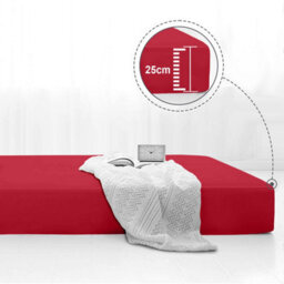 Bedlooms Single Fitted Sheet 25Cm Extra Deep - Soft Microfiber Deep Pocket Elasticated Bed Fitted Sheets Red, 91X190 Cm - thumbnail 3